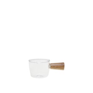 Mini glass pan with wooden handle 9x5.5x4cm