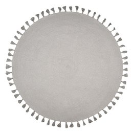 JOSEPHINE tapis gris argenté avec pompons