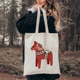 Cloth bag Dala horse - Sweden jute bag