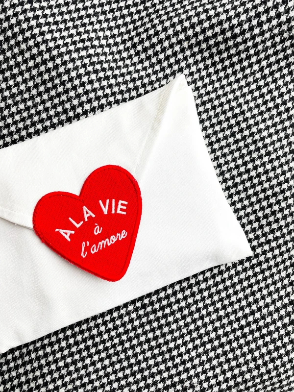 Upcycled cotton pouch Patch Heart