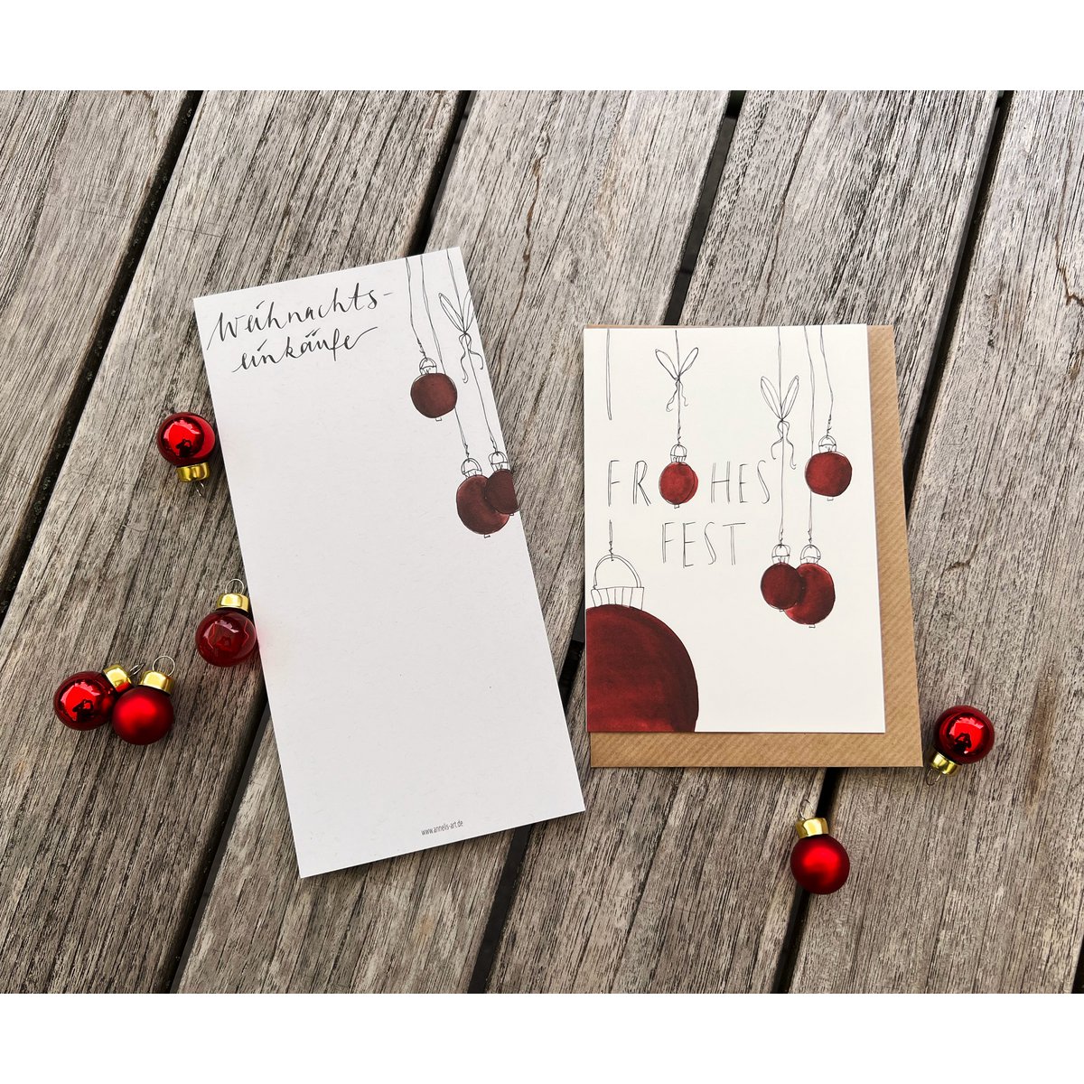 Bloque de nota de la lista de compras | Lista de compras navideñas | Formato DIN (largo) | 99 x 210 mm | no iniciado, blanco