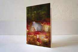 Biglietto d'auguri Topo con funghi