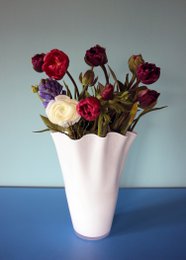 Vase glas bølget hvid glas vase bord vase 21 x 21 x 30 cm