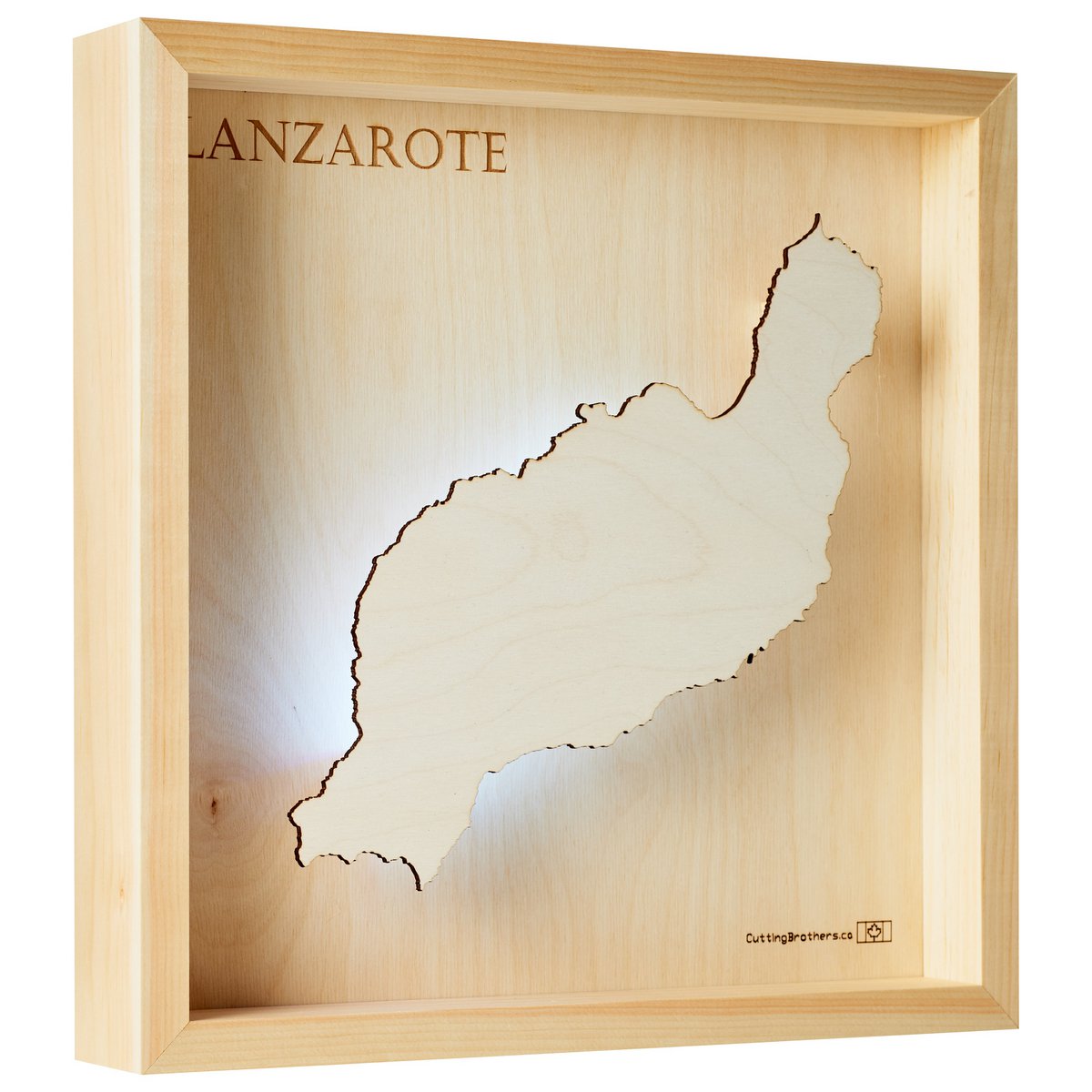 LANZAROTE - 3D Drewniana MAPA ŚWIETLNA WYSPY (LED)