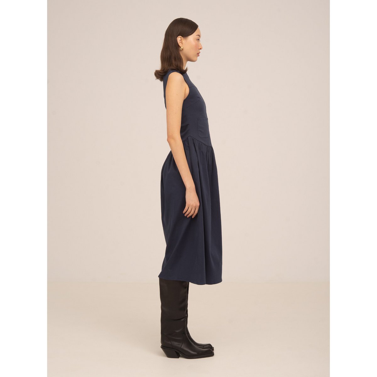 Frame blauwe midi-jurk