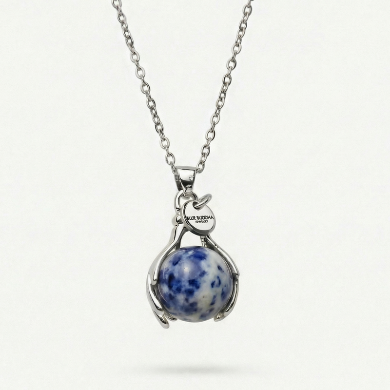 Blue Spot Jasper Embrace Necklace Silver