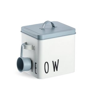 “Meow” food box, metal, white/blue