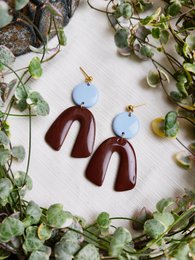 Boucles d'oreilles déclaration bleu marron