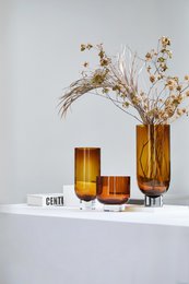 Vaso moderno di lusso in vetro spesso 9 mm, design sobrio, molto alto, arancione scuro caldo, OMAHA36AM