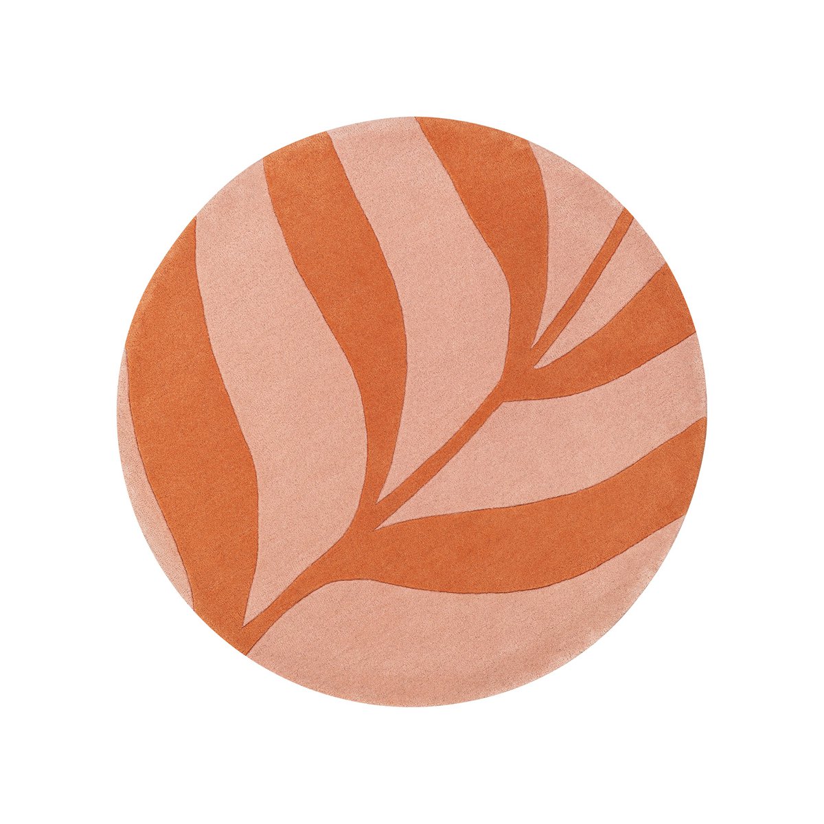 Tapis en laine rond 120 cm Feuille Corail