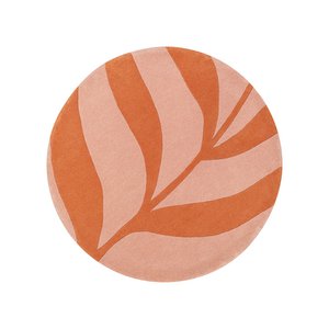 Wool Rug Round 120 cm Leaf Coral
