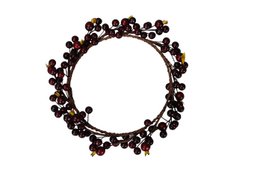  A round wreath made of dark red berries, suitable for Christmas decoration.