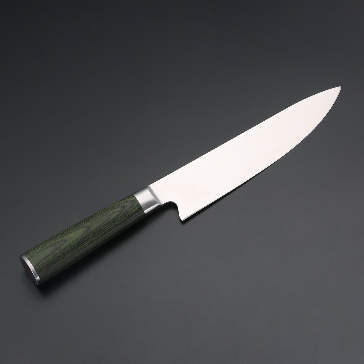 Miyazaki Kodawari Kochmesser 8 pulgadas, Griff Pakkaholz verde