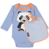 Set Body manches longues & Bavoir | Coton bio |Panda | Cadeau naissance