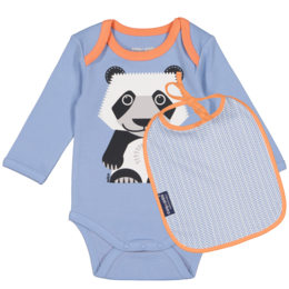 Long Sleeve Bodysuit & Bib Set | Organic cotton |Panda | Birth gift