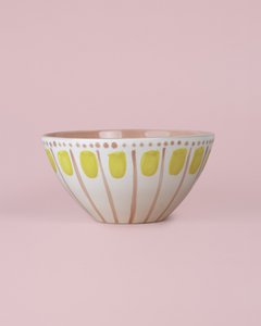 Keramik-Salatschüssel 21 cm – Gelb und Rosa – Valentina