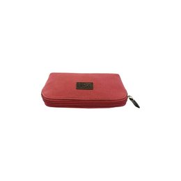 K0026XB | Pochette for Woman in Canvas/Genuine Full Grain Volanata Leather - Color Bordeaux/Dark Brown. Zip closure. Dimensions: 17 x 13 x 6.5 cm - Packaging: Tnt bag