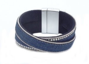 Magnetic bracelet made of dark blue denim