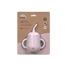 Anti-Drip-Tasse + Silikonstroh- dunkelrosa