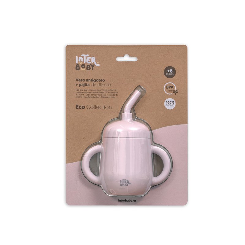 ANTI-DRIP CUP + SILICONE STRAW- DARK PINK