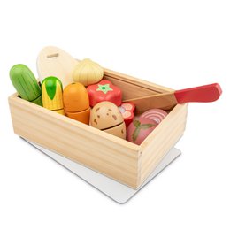 Set da taglio per verdure in legno in scatola portaoggetti
