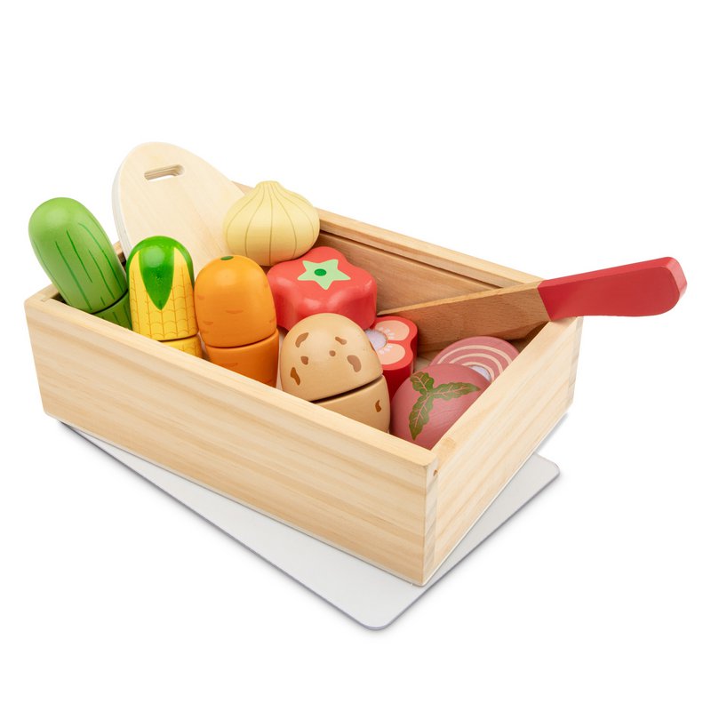 Set da taglio per verdure in legno in scatola portaoggetti