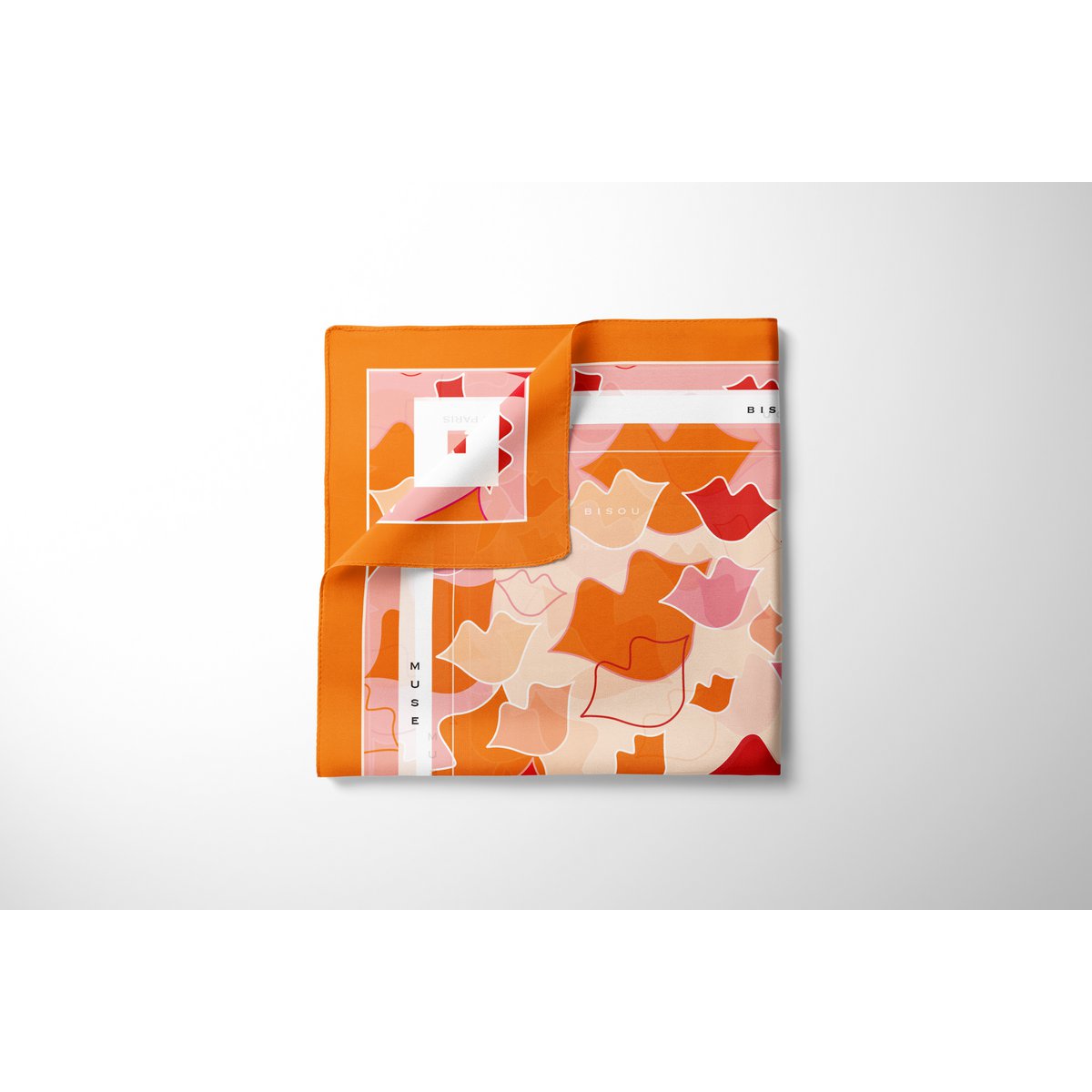 Carré de soie - CAMOUFLAGE BOUCHES 67*67 cm - Orange