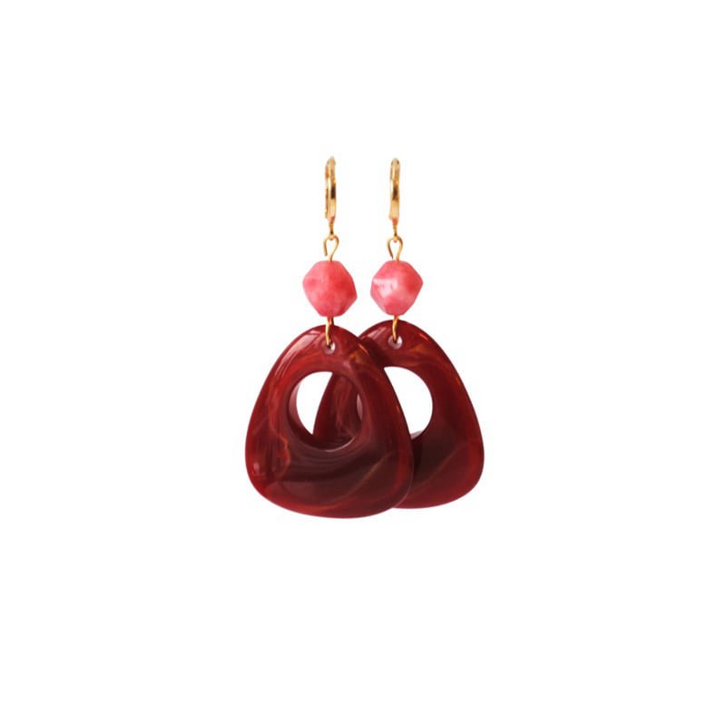 Boucles d'oreilles avec pendentif rhodonite et résine