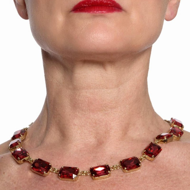 Pax Gold Plated Necklace With Ruby Crystals