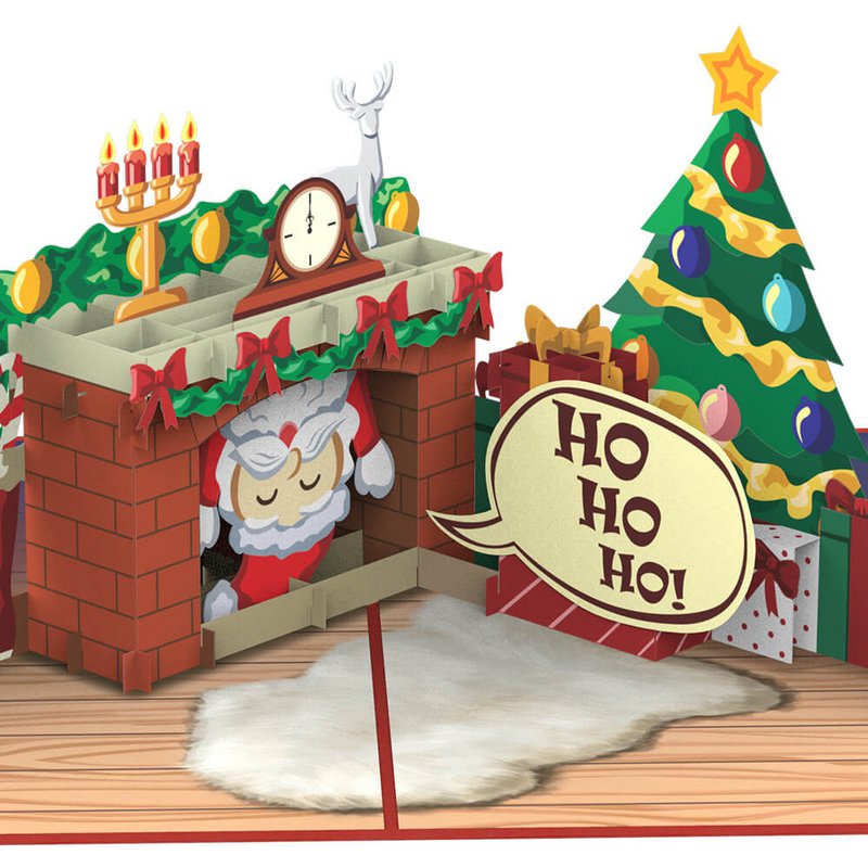 Kerstman in de open haard pop-upkaart