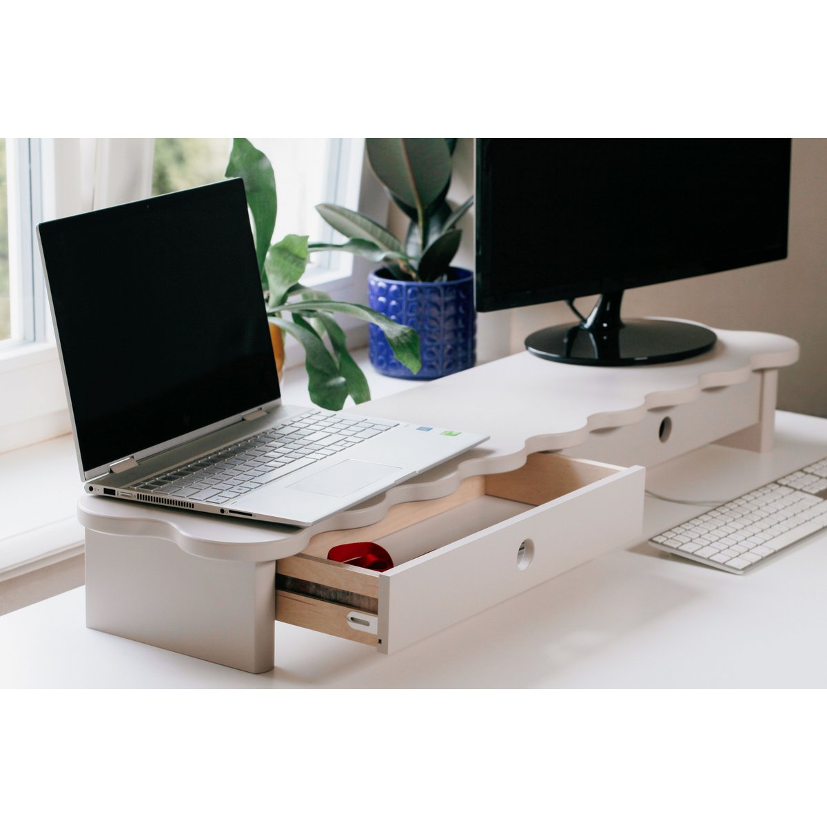 Monitor stand / desk riser FLOWER 60 cm wide funky style