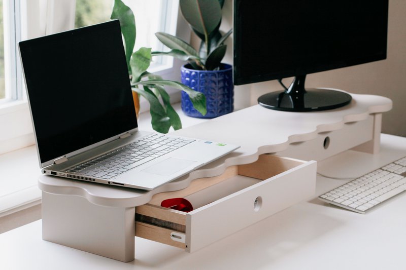 Monitor stand / desk riser FLOWER 60 cm wide funky style