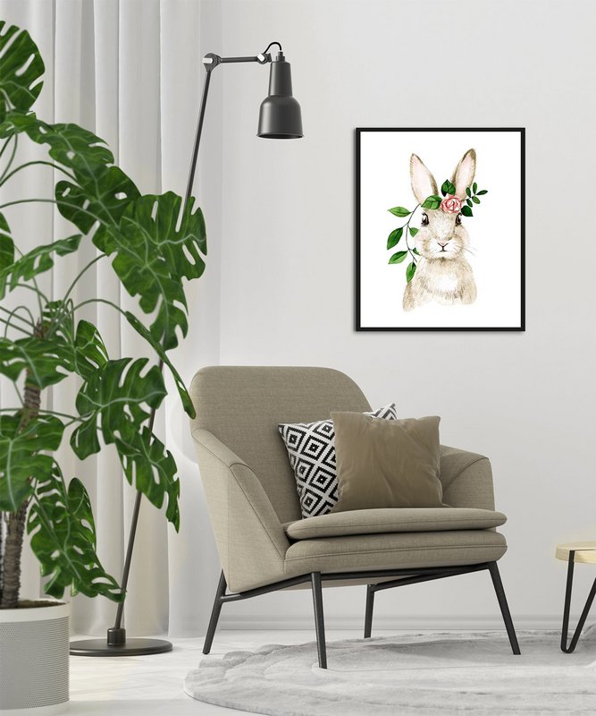 Rahmenbild - Hase mit Pflanze