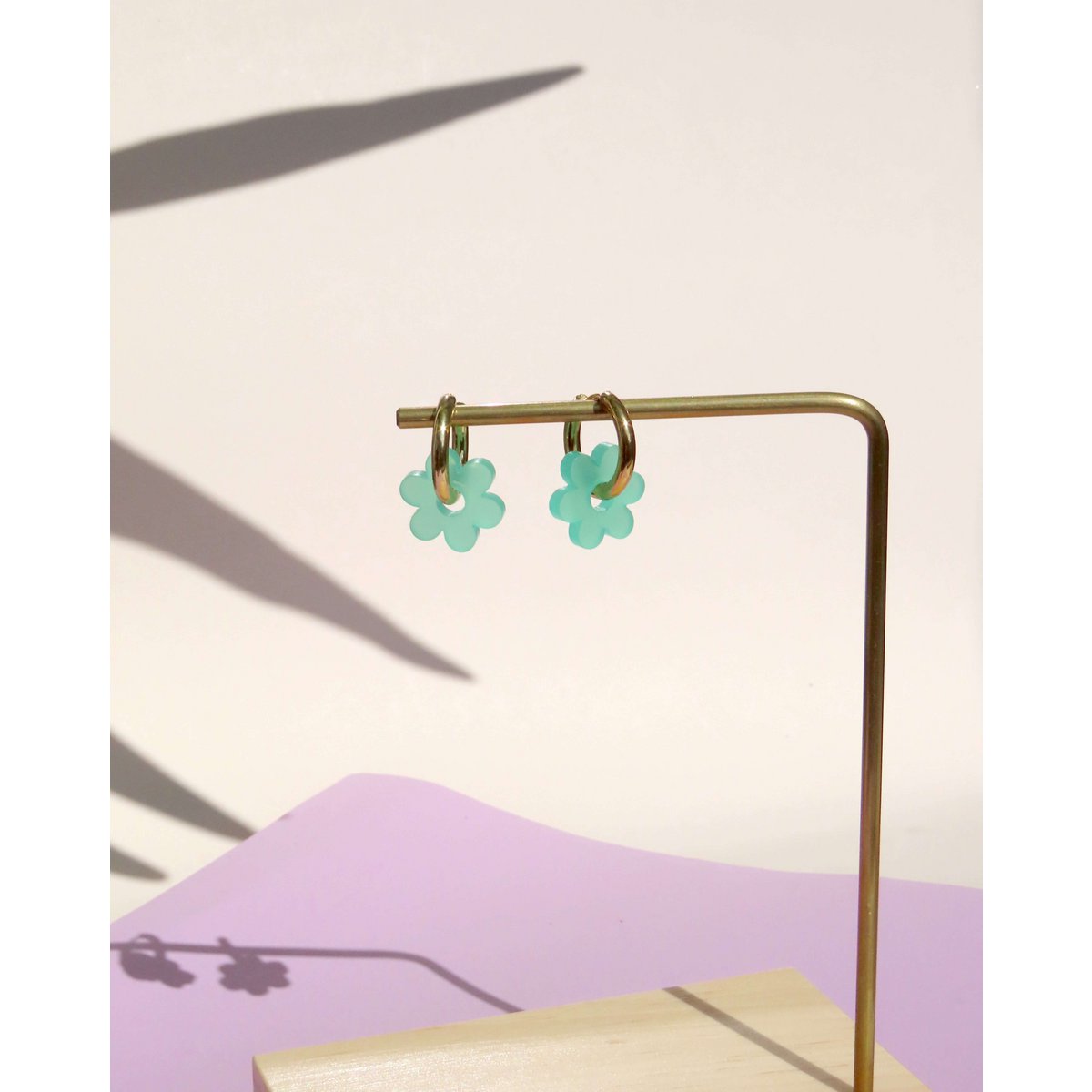 Türkise Flower Edelstahl Hoops