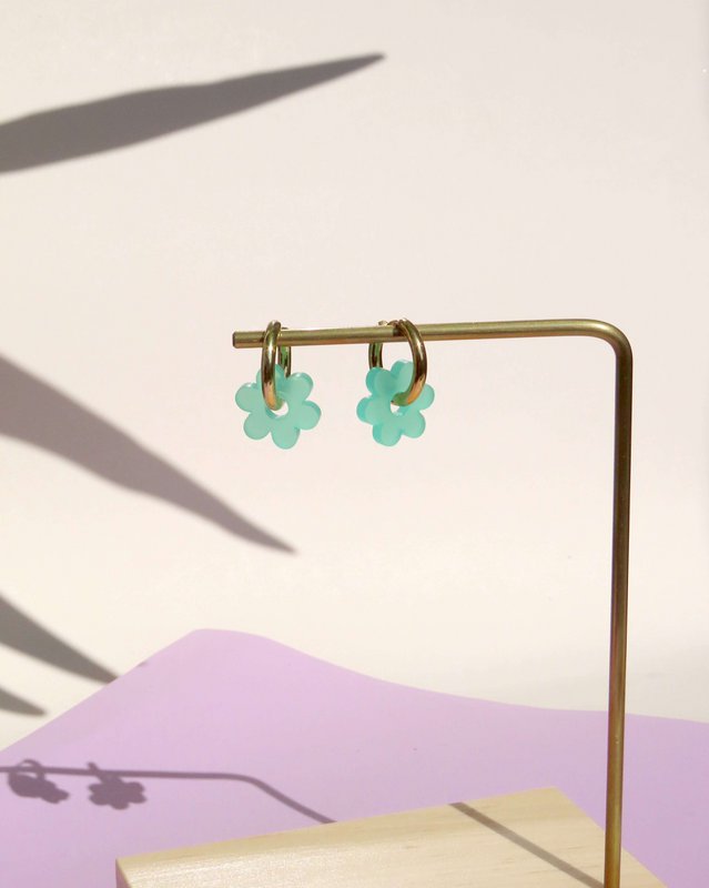 Türkise Flower Edelstahl Hoops