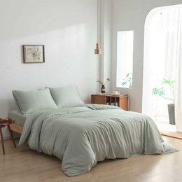 Hellgrüner Bambus-Bettbezug Premium – 400TC Tanboocel – 100 % Bambus – Salbeigrün