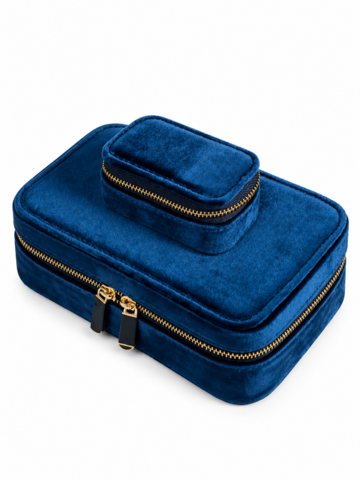 Duel Velvet jewelry box-Sapphire blue