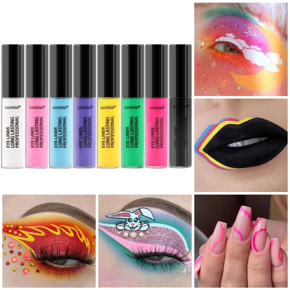 8 kleuren eyeliner vloeibaar potlood waterdicht gemakkelijk te dragen make-up matte eyeliner blauw roze groen wit zwart paars geel eyliner
