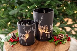 EDZARD theelichthouder Tiu, mat zwart glas, hoogte 13 cm