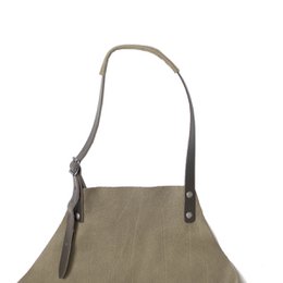 Apron Leather - BBQ Apron - BBQ Accessories - Olive Green and Gray Blue