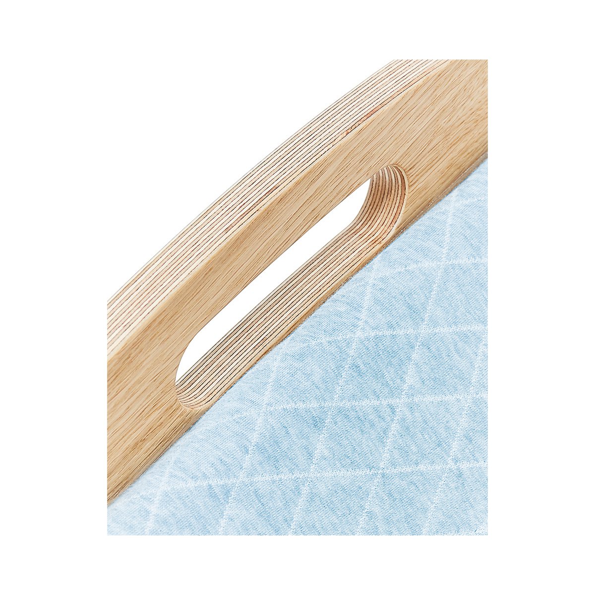 Baby bouncer oak, fabric light blue