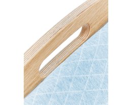 Baby bouncer oak, fabric light blue