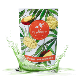 Herbal tea blend with tropical fruit flavors, including pineapple and mango. Packaged in a vibrant, nature-inspired design.