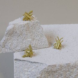 Gyldne broderede brocher - 3 små insekter