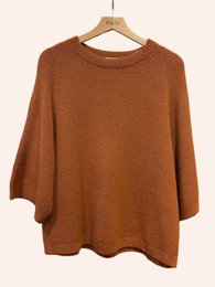 Pull col rond manches raglan 3/4 en alpaga et laine