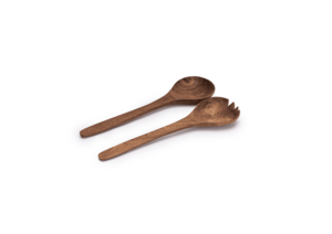 Wooden Salad Spoons Set, Natural Walnut, 26 cm, 2 Pieces, Wooden Cutlery, Moroccan Handcrafted
