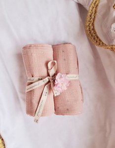 2packPR 2er-Pack Musselin-Babywindeln Puderrosa Sterne