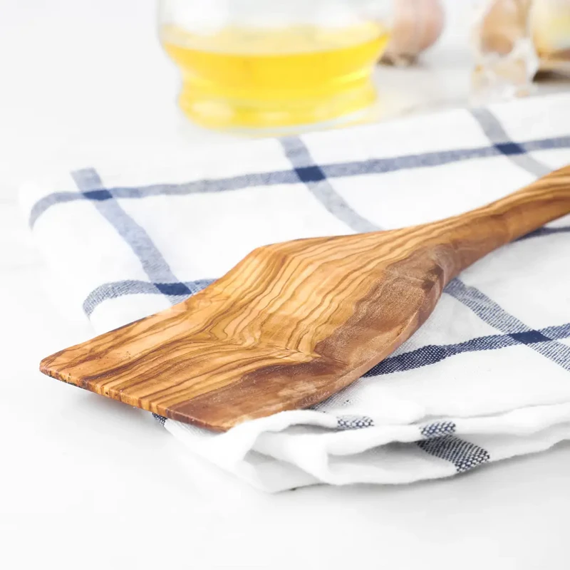 Spatule en bois d'olivier | Ciré de qualité alimentaire | Tourneur plat