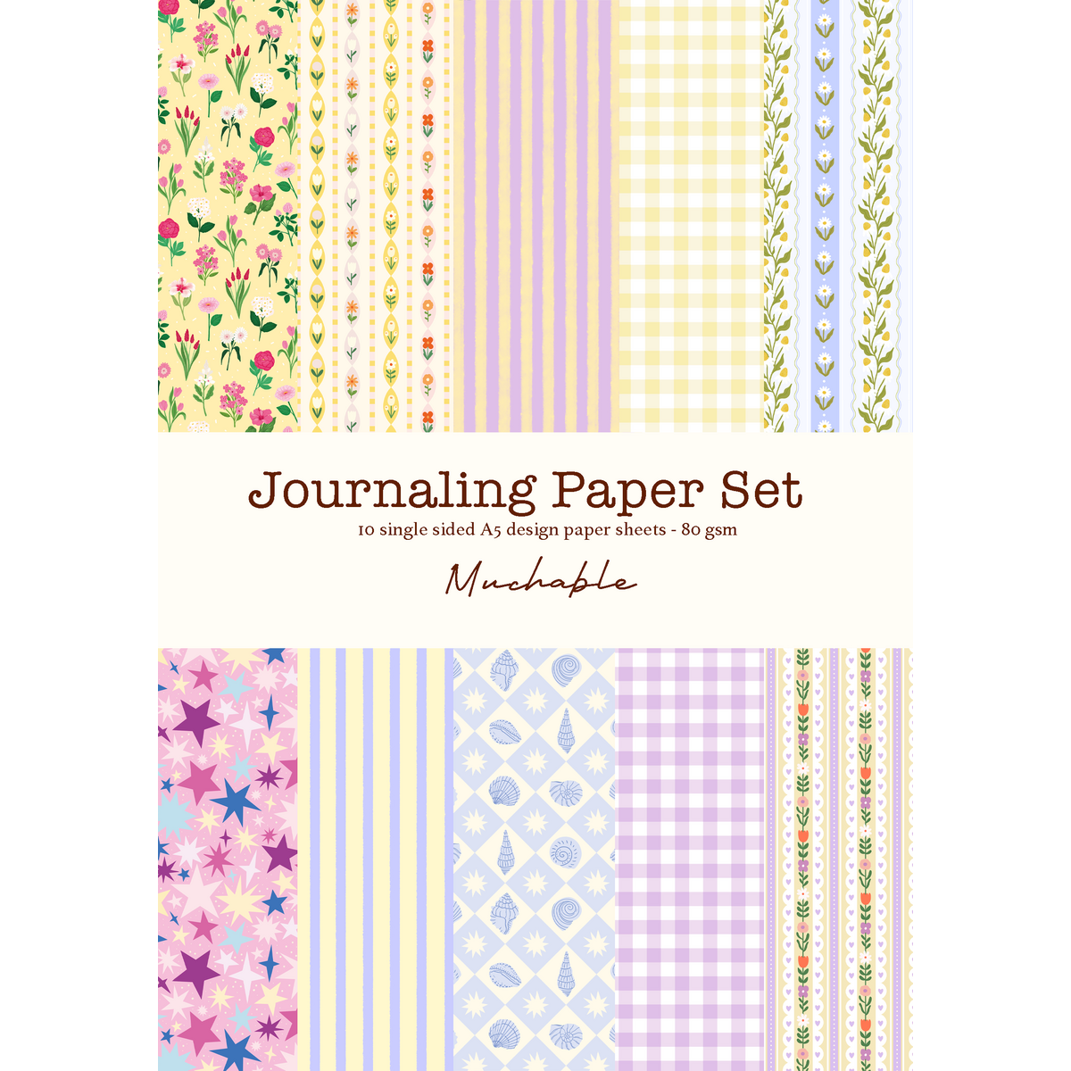 Ensemble de papier scrapbook journaling - 10 feuilles A5 impression/motifs