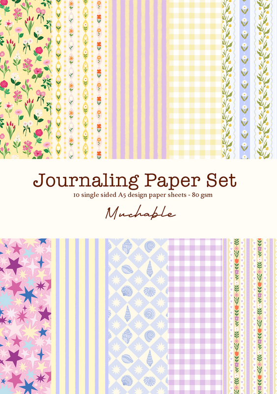 Ensemble de papier scrapbook journaling - 10 feuilles A5 impression/motifs